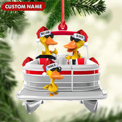 Maxcorners Personalized Funny Ducks Acrylic Christmas Ornament, Family Boat Xmas Gift for Friends & Hunters LM0411