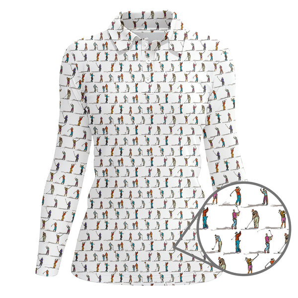 Maxcorners Golf Swing Motion Shirt, Pattern Golf Polos, Golf Gift For Men's, Funny Golf Shirts