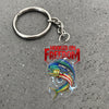 Maxcorners Mahi-mahi Fishing Keychain Hooked On Freedom American Flag Fish Design Personalized Name 2D Keychain