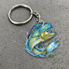 Maxcorners Mahi-mahi Fishing Keychain Fish Water Splash Art Personalized Name 2D Keychain