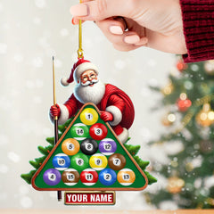 Maxcorners Billiard Santa Christmas Ornament, Personalized Ornament 2D Flat LM2211