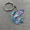 Maxcorners Trout Fishing Colorful Neon Water Splash Art Personalized Name Keychain