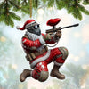Maxcorners Custom Name Paintball Shooting Santa Ornament, Paintball Shooting Christmas Gift 2D Flat LM2111