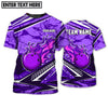 MaxCorners Bowling And Pins Purple Fire Customized Name, Team Name 3D Polo Shirt For Men