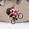 Maxcorners Santa Rides A Bike Christmas Ornament, Personalized Ornament 2D Flat LM2211