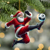 Maxcorners Custom Name Football Santa Ornament, Christmas Gift 2D Flat LM2211