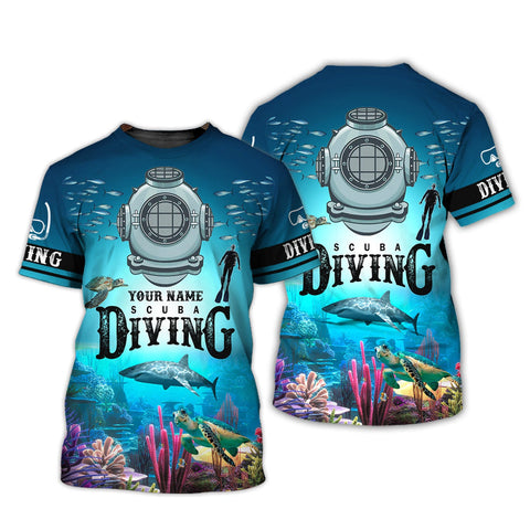 Maxcorners Scuba Diving Customized Name All Over Printed Shirt