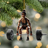 Maxcorners Custom Name Woman Gym Work Out Santa Ornament, Gymnastics Christmas Gift89 2D Flat LM2111