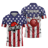 Maxcorners Bowling & Pins USA Flag Customized Name And Team Name 3D Polo Shirt