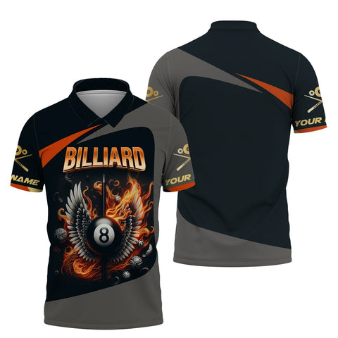 MaxCorners Billiard Fire Customized Name 3D Polo Shirt For Men