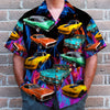 Custom Muscle Car Photo Hawaiian Shirt, Colorful Flame Pattern