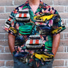 Maxcorners Custom Muscle Car Photo Tropical Plants And Hibiscus Flowers Pattern Hawaiian Shirt
