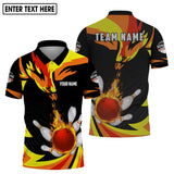 MaxCorners Bowlings Flame Customized Name 3D Polo Shirt For Men
