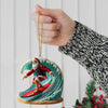 Maxcorners Custom Name Santa Surfing Ornament, Christmas Gift Decoration 2D Flat LM2111