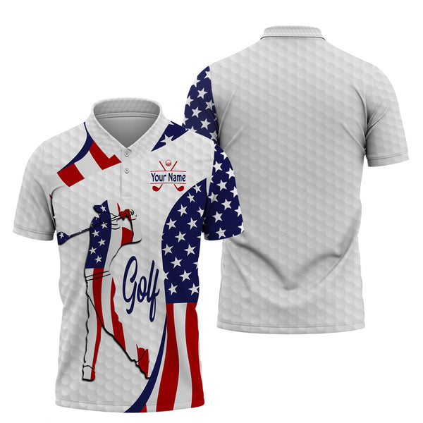 MaxCorners Golfs USA Golfer Customized Name 3D Polo Shirt For Men