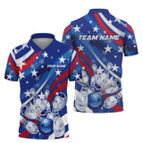 MaxCorners Bowling And Pins White Star Customized Name, Team Name 3D Polo Shirt For Men