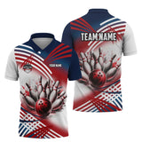 MaxCorners Bowling And Pins Blood Customized Name, Team Name 3D Polo Shirt For Men