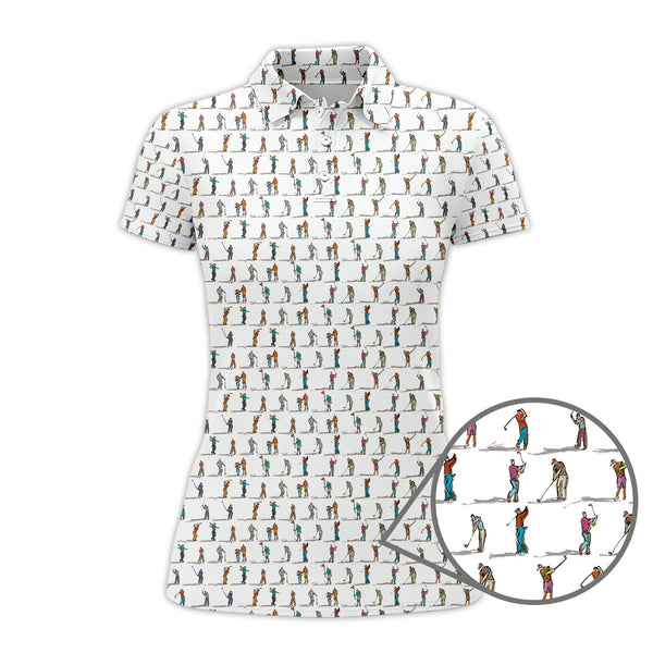 Maxcorners Golf Swing Motion Shirt, Pattern Golf Polos, Golf Gift For Men's, Funny Golf Shirts