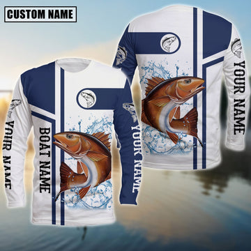 Maxcorners Fishing Red Drum Customize Name And Boat Name 3D Shirts