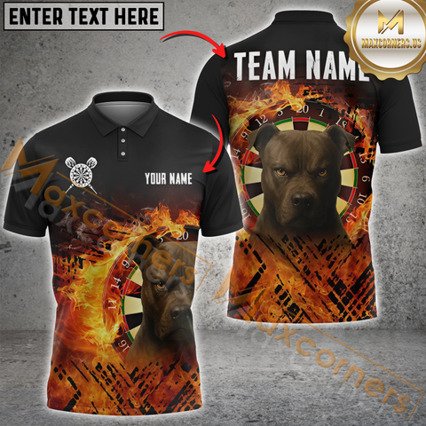 Maxcorners Fire Flaming Pitbull Dart Shirts Personalized Name 3D Unisex Shirt