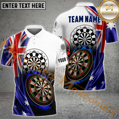 Maxcorners American Flag Darts Polo Shirt Custom Darts Shirt