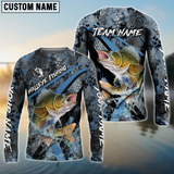 Maxcorners Walleyes Fishing Dark Skin Personalized Name, Team Name 3D Long Sleeve Shirt