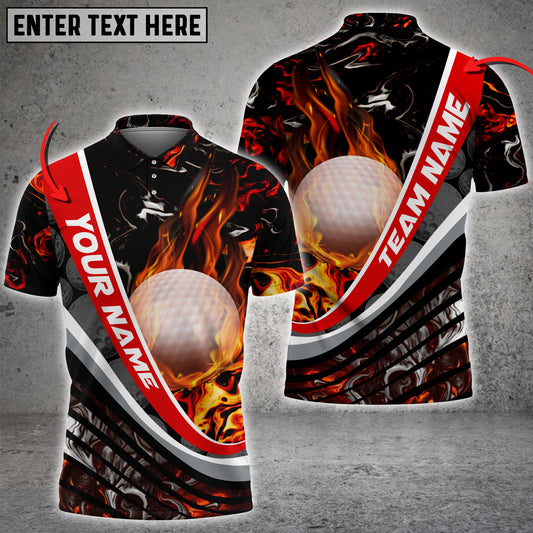 Maxcorners Golf Flaming Magma Multicolor Option Customized Name 3D Shirt