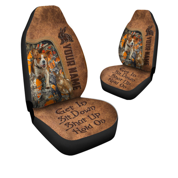 Maxcorners Personalized Name Rabbit Hunting Leather Pattern Car Seat Covers