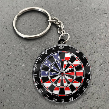 Maxcorners Darts American Flag Dartboard 3D Keychain