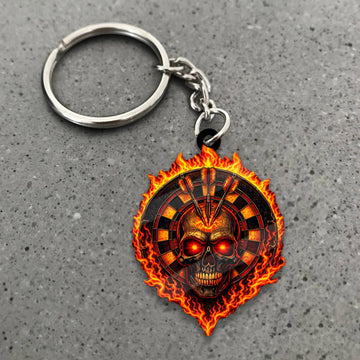 Maxcorners Darts Flaming Skull Dartboard 3D Keychain
