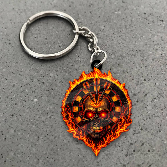 Maxcorners Darts Flaming Skull Dartboard 3D Keychain