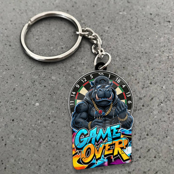 Maxcorners Darts Game Over Hippo Dartboard 3D Keychain