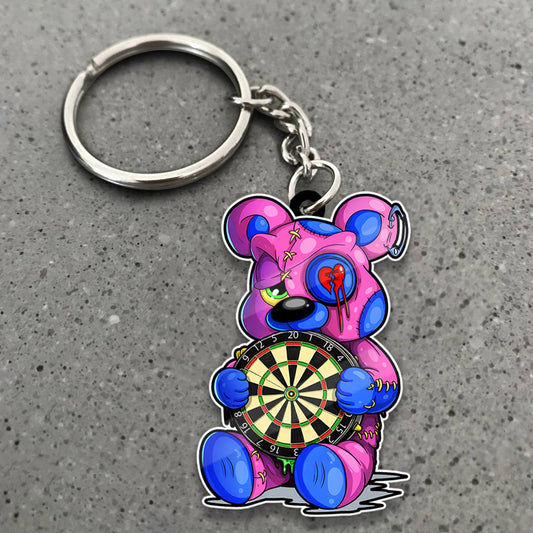 Maxcorners Darts Zombie Teddy Bear 3D Keychain