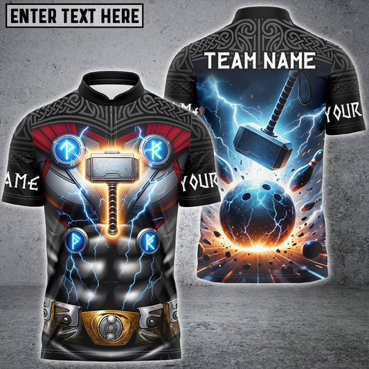 Maxcorners Bowling Lightning Hammer Strike Personalized Name 3D Unisex Shirt