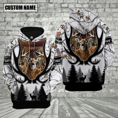 Maxcorners Custom Name Deer Hunting Shirt 3D All Over Printed Clothes White