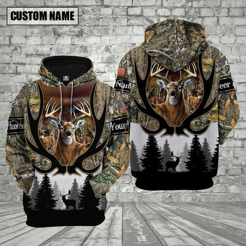 Maxcorners Custom Name Deer Hunting Shirt 3D All Over Printed Clothes Grassbrown