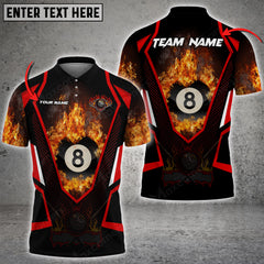 Maxcorners Billiards 8 Ball Fire Customized Name 3D Shirt (Multi Color Options)