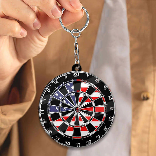 Maxcorners Darts American Flag Dartboard 3D Keychain