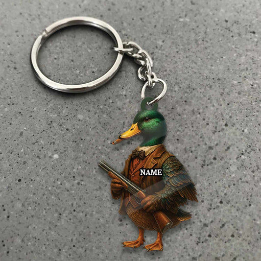 Maxcorners Personalized Funny Duck Hunter Ornament, Dapper Mallard with Gun Christmas Decor, Unique Gag Gift for Hunters and Men LM0411