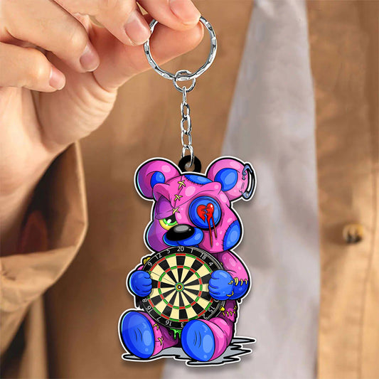 Maxcorners Darts Zombie Teddy Bear 3D Keychain