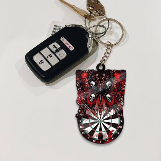Maxcorners Darts Gothic Skull Butterfly 3D Keychain
