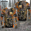Maxcorners Custom Name Personalized Elk Hunting Orange Camo Shirt 3D All Over Printed Clothes