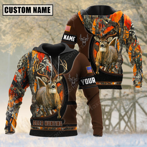 Maxcorners Custom Name Deer Hunting Camo Leather 3D All Over Printed Clothes