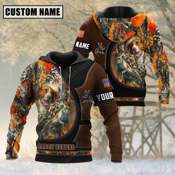 Maxcorners Custom Name Rabbit Hunting Camo Leather 3D All Over Printed Clothes