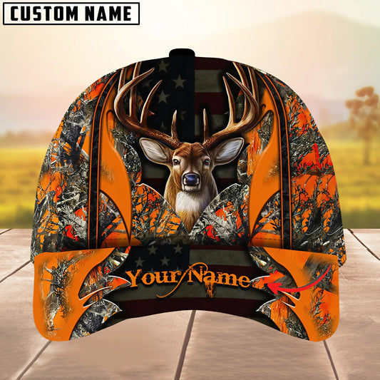 Maxcorners Deer Hunting The Best Of Flag Multicolor Option Personalized Name 3D Cap