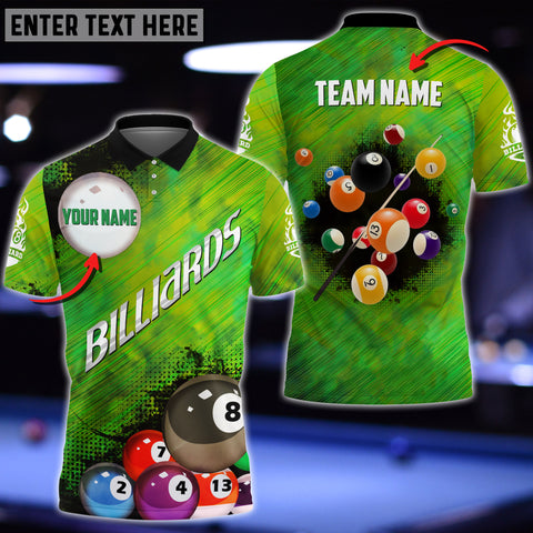 Maxcorners Personalized Name Billiard Ball Green Polo Shirt