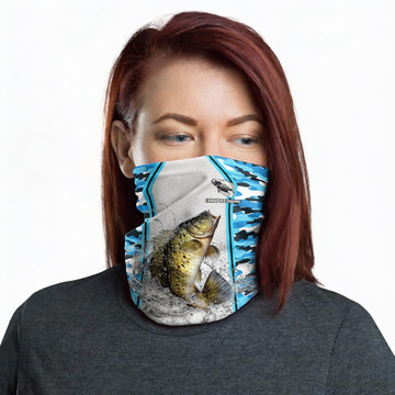Maxcorners Crappie Fishing Light Blue Camo Sport Neck Gaiter