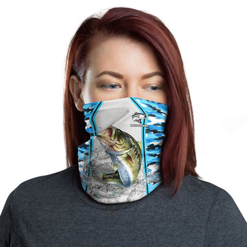 Maxcorners Bass Fishing Light Blue Camo Sport Neck Gaiter