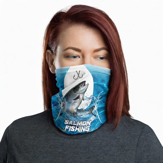 Maxcorners Salmon Fishing Blue Wave Neck Gaiter