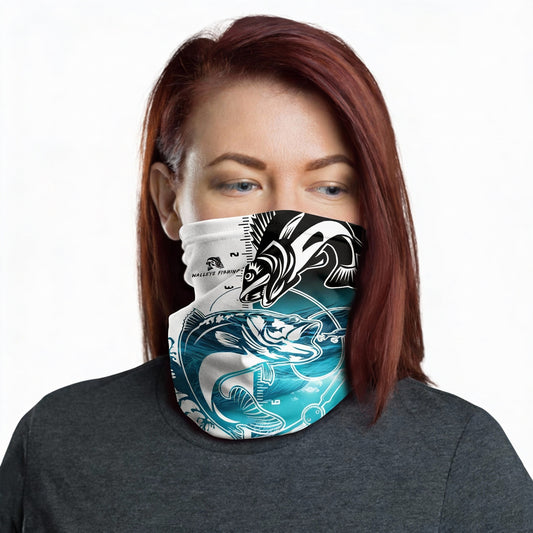 Maxcorners Walleye Fishing White Blue Water Neck Gaiter